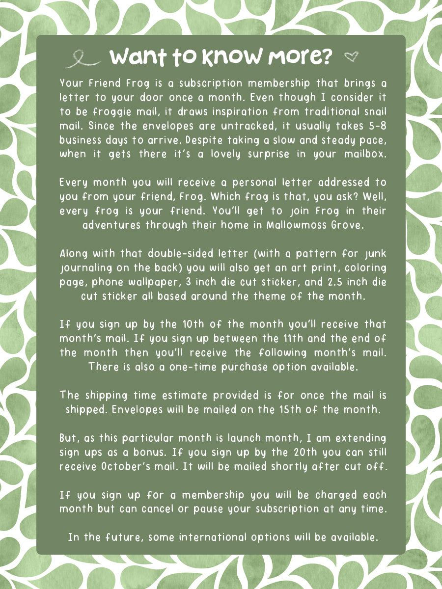 Your Friend Frog Mail Club