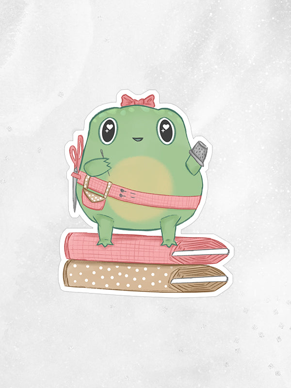 Sewing Frog Sticker